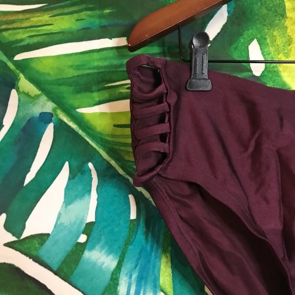 NWT $40 LYSA 2X Side Tie Dark Red Hipster Tummy Control Brief Bikini Bottom - Picture 5 of 7